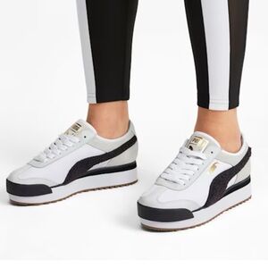 Puma Classic White and Black Trainers